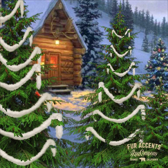 Faux Fur Christmas Tree Garland - Shaggy White Arctic Fox - Strand - Ornament - Stairway Trim - Mantle Decoration - 1"-2" Fur Accents-USA