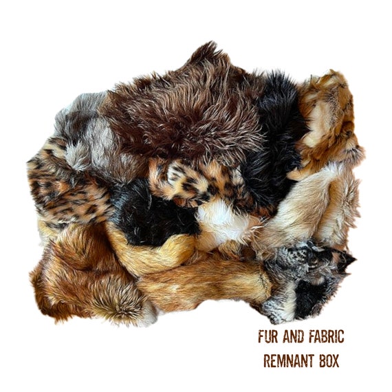 Faux Fur Scraps, Remnants, Cuttings, Gab Bag, Assortment box, craft supplies, sewing, fabrics, costume. props, baby, photography, patchwork
