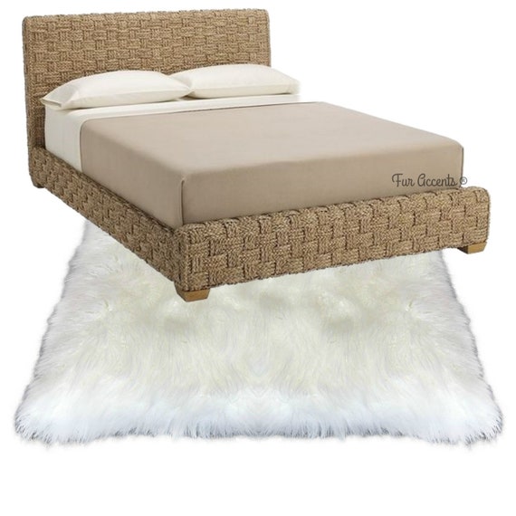 Extraordinary Faux Fur Area Rug - Shaggy Thick White Bonded Sheepskin - Exclusive Design - 6  Colors - Art Rugs by Fur Accents USA