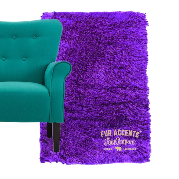 Plush Faux Fur Area Rug - Shaggy Thick Sheepskin - Rectangle Shape Pelt Design  - Designer Art Rug by Fur Accents USA