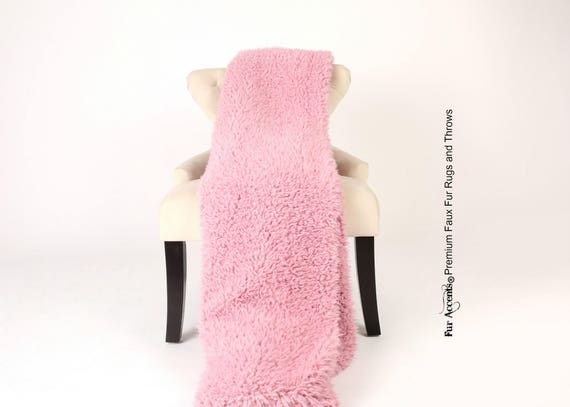 Plush  Faux Fur Throw Blanket, Soft Pink Llama Lambskin Bedspread - Luxury Fur - Minky Cuddle Fur Lining Fur Accents USA