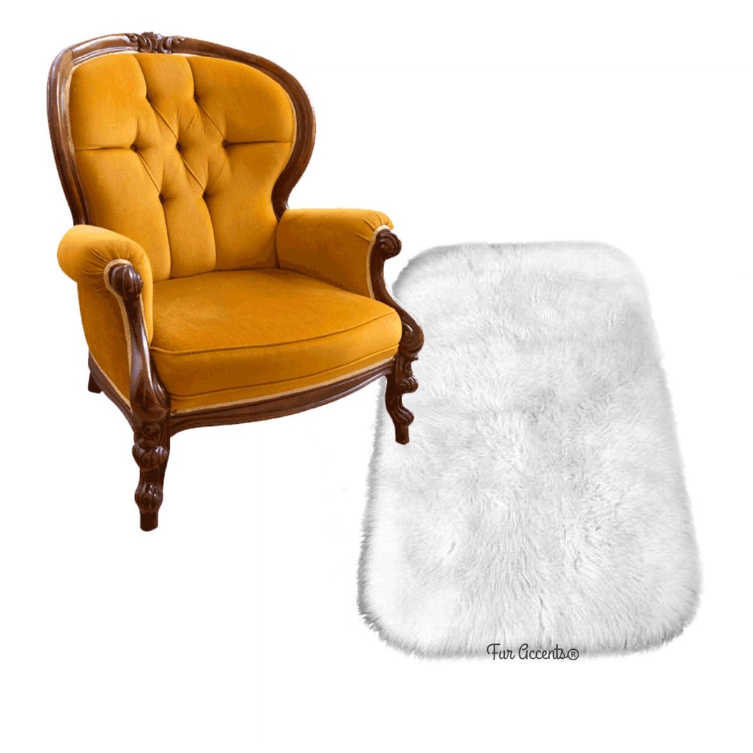 Extraordinary Faux Fur Area Rug Shaggy Thick White Bonded Sheepskin Rounded Corner Design 6