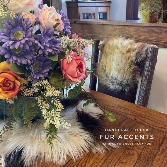 Fur Accents, 2 Pc., Faux Fur Fake Rabbit Skin Pelt, Soft Shaggy, Realistic Fur, Animal Shape Pelt, Mini, Arm Cap, Head Rest
