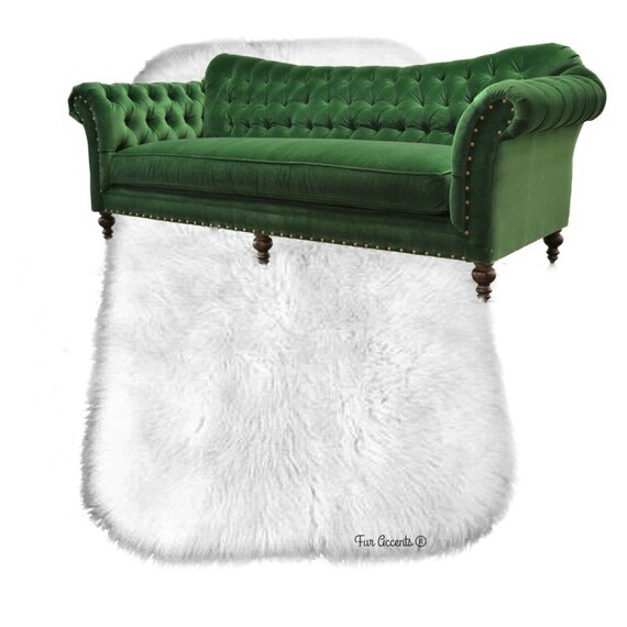 Extraordinary Faux Fur Area Rug - Shaggy Thick White Bonded Sheepskin - Rounded Corner Design - 6  Colors - Art Rugs by Fur Accents USA