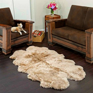 White Toss Rug Fleece Faux Fur Mini Sheepskin Quatro Area Toss Rug - Light Weight - Soft - Accent - Shag Throw Rug - Fur Accents USA