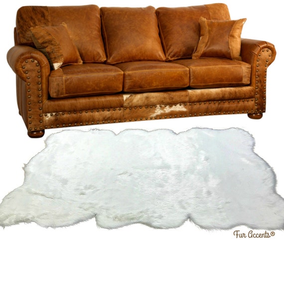 Plush Faux Fur Country Edge Area Rug - Custom Pelt Design - Sheepskin Carpet - 8 Colors Sizes  Exclusive Designer Art Rug by Fur Accents USA