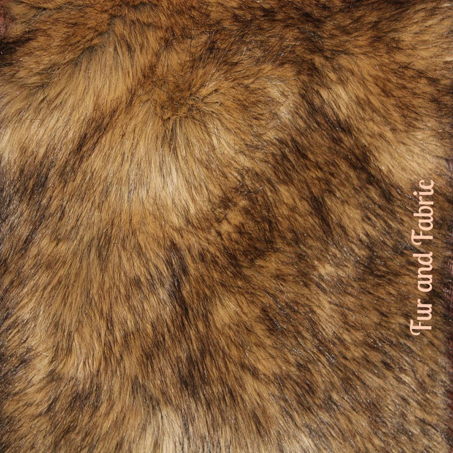 Plush Faux Fur Area Rug Golden Brown Coyote Wolf Bear Skin Faux Fur