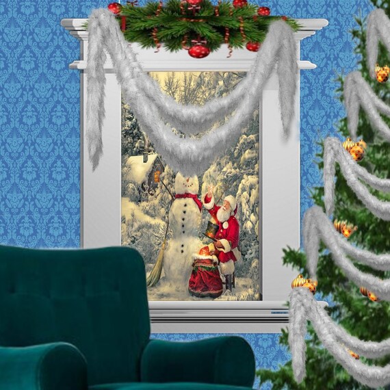 Faux Fur Christmas Tree Garland, Swag, Shaggy Cranberry Red, Strand, Ornament, Stairway Trim, Mantle Decoration, Fur Tinsel, Fur Accents-USA