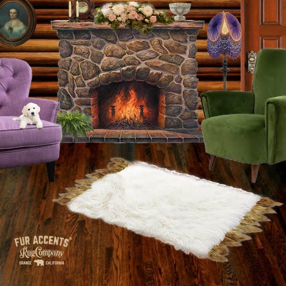 Bear Skin Rug with Tails. Realistic. Faux Fur Area Rug. Lodge Cabin. Throw Rug. Old Fashion. Rustic. Cottage Decor. Shag. Gifts for Him