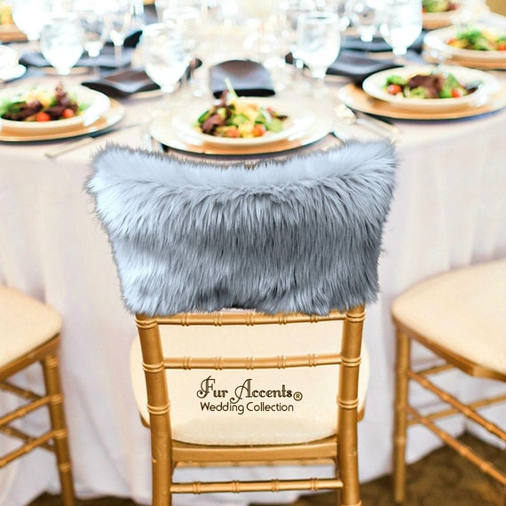 Fluffy Soft Faux Fur Chair Caps Slip Covers Shaggy Shag Fake Fur Perfect for Weddings Parties Special Events Quinceanera Ball Room 60 Colors