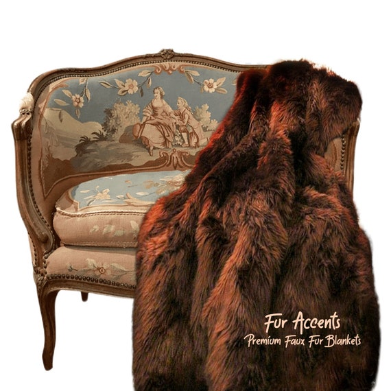 Faux Fur Bedspread, Brown Shag, Bear Skin, Designer Throw Blanket, Bedding by Fur Accents USA, Matching Pillows, Shams, Rugs, Also Available