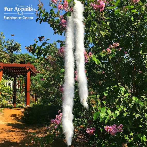 Faux Fur Christmas Tree Garland - Shaggy Faux Snow Sheepskin - strand - ornament - decoration - White - Off White 1"-2" by Fur Accents - USA