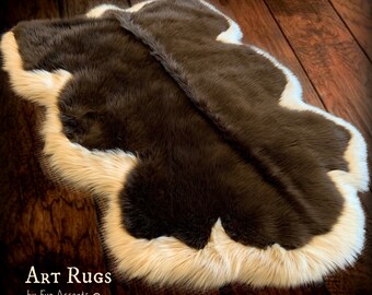 毛皮ラグ 熊 茶色　黒 クマの毛皮のラグ - ハンドメイド - リアル - 実物大 - 高級毛皮