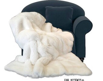 Creamy White Faux Fur Throw Blanket, Shag Luxury Fur
