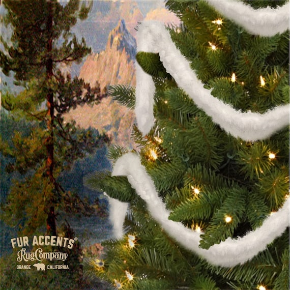 Faux Fur Christmas Tree Garland - Shaggy White Arctic Fox - Strand - Ornament - Stairway Trim - Mantle Decoration - 1"-2" Fur Accents-USA