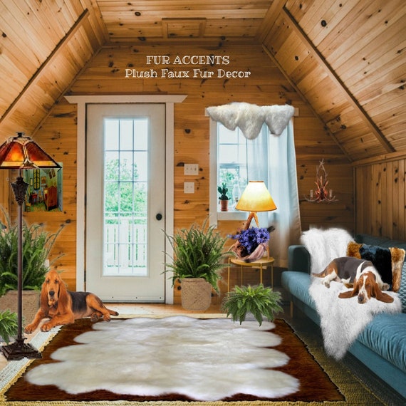 Plush Faux Fur Area Rug - Shaggy Thick Sheepskin - Octo Multi Pelt Design Shape - Throw 6 Colors Designer Art Rug by Fur Accents USA