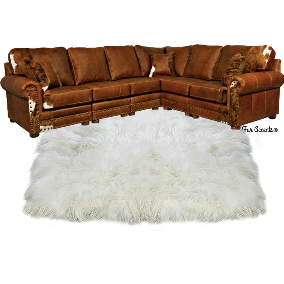 Extraordinary Faux Fur Area Rug - Shaggy Thick Bonded Sheepskin - Square - Rectangle Pelt Design - 6  Colors - Art Rugs by Fur Accents USA