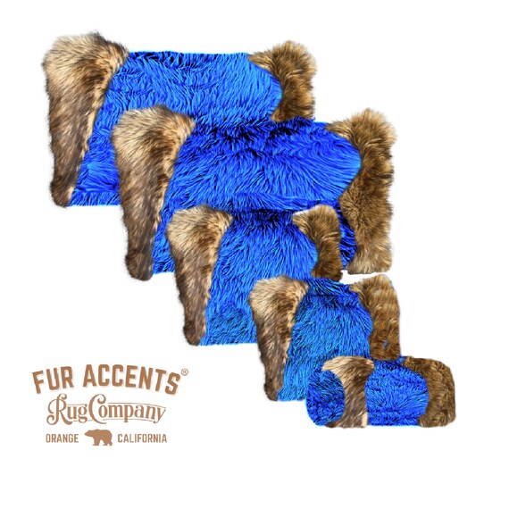 Plush Faux Fur Pillow - Sham - Cover - Plush Black and Golden Brown Wolf Trim - 3 New Sizes - Designer Throw - Toss -  Fur Accents USA