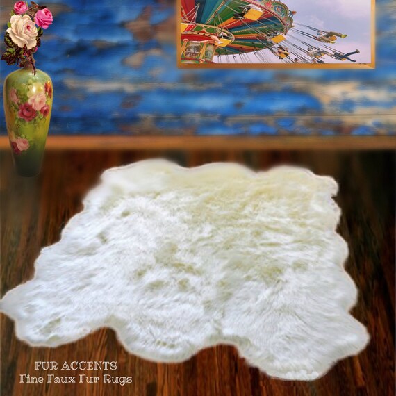 Extraordinary Faux Fur Area Rug - Shaggy Thick Bonded Sheepskin - Multi Pelt Design - 6  Colors - Art Rugs by Fur Accents USA