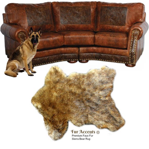 Plush Faux Fur Area Rug - Luxury Fur Sierra Bear Skin Rug Shape - Designer Throw Rug - Fur Accents USA