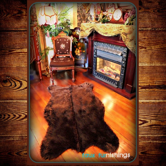 Plush Faux Fur Area Rug - Shaggy Bear Skin Sheepskin - Pelt Shape - Designer Throw Carpet - 6 Colors -Art Rugs by Fur Accents - USA