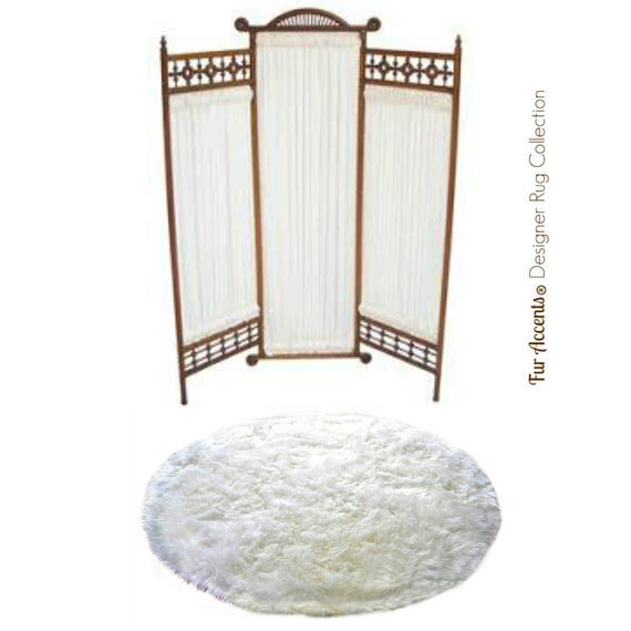 Plush Faux Fur Area Rug - Shaggy Sheepskin - Round Shape - Designer Throw Carpet - 6 Colors -Art Rug by Fur Accents - USA