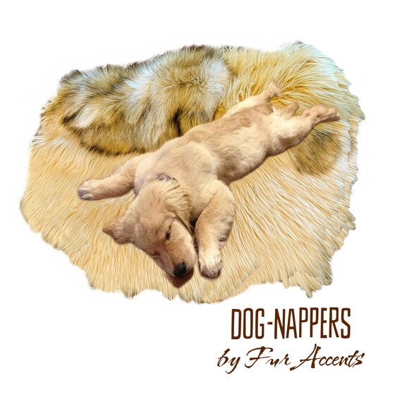 Shaggy Soft Luxury Faux Fur Dog-Napper Dog Bed - Tabby Cat Mat - Padded Plush Shag Fur Lining - Fur Accents USA