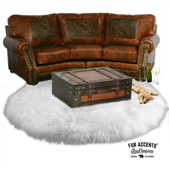 Plush Faux Fur Area Rug - Shaggy Sheepskin - Round Shape - Designer Throw Carpet - 6 Colors -Art Rug by Fur Accents - USA