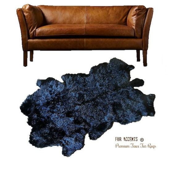 Plush Faux Fur Area Rug - Luxury Fur Thick Buffalo Hide Bear Skin - Faux Fur - Animal Pelt Shape Designer Throw Rug - Fur Accents - USA