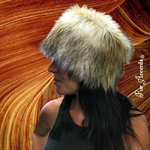 FUR ACCENTS Womens Winter Fashion Faux Fur Cap - Hat -  Coyote - Wolf - Lynx - Mink -  Stylish - Cool  - One Size