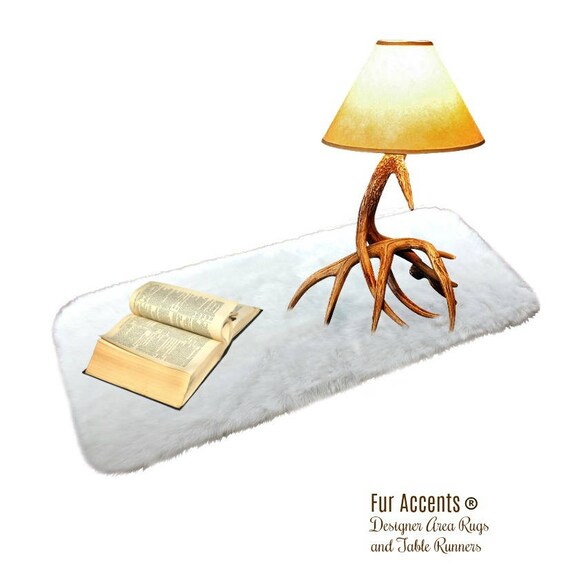 Plush Faux Fur Rectangle Doily Table Runner Luxury Fur Soft Faux Sheepskin Place Mat Table Top Decor Designer Accessories Fur Accents USA