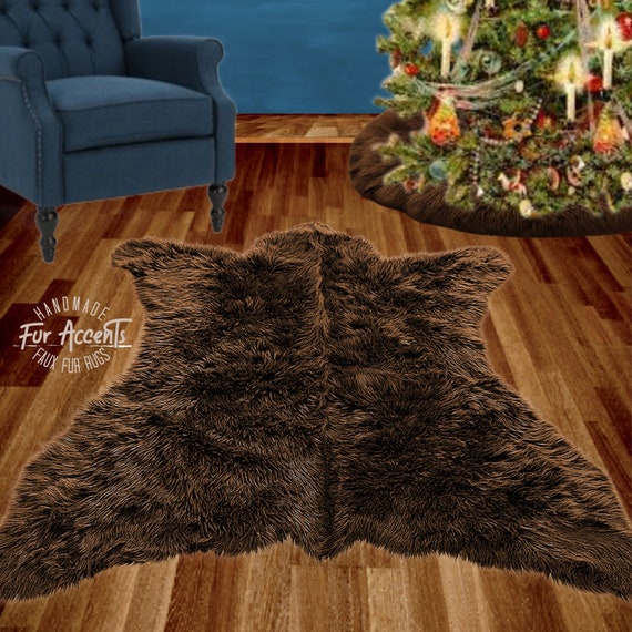 Bear Skin Rug. Realistic. Faux Fur. Area Rug. Lodge Cabin. Throw Rug.  Bear. Rustic. Log Cabin, Lodge, Cottage Décor. Shag.