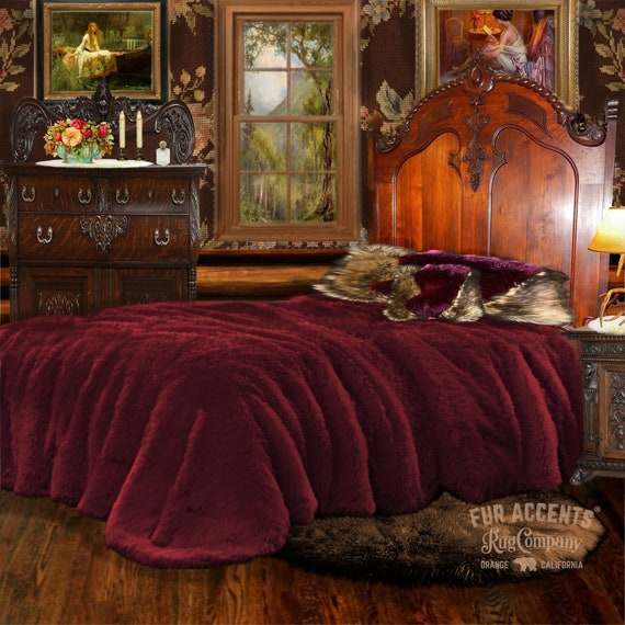 Faux Fur Bedspread, White Shag, Designer Throw Blanket, Bedding by Fur Accents USA, Matching Pillows, Shams, Throw Blankets Available
