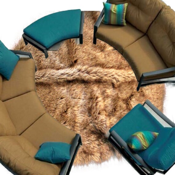 Plush Faux Fur Area Rug - Shaggy Sheepskin - Round Shape - Designer Throw Carpet - 6 Colors -Art Rug by Fur Accents - USA