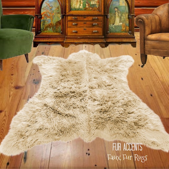 Bear Skin Rug. Realistic. Faux Fur. Area Rug. Lodge Cabin. Throw Rug. Old Fashion. Rustic. Cottage Decor.Shag. Gifts for him. For Dad