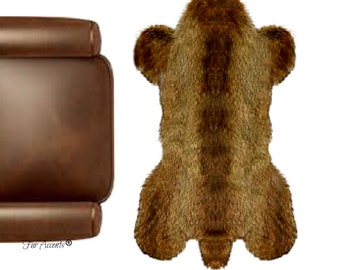 Handmade Faux Fur Pelt Rug – Light Golden Brown Wolf