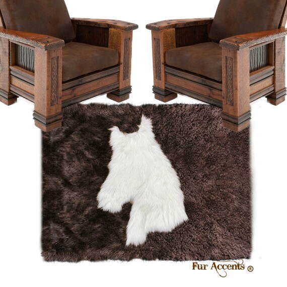 Plush Faux Fur Area Rug - Horse Head Art Rug - Pony - Rectangle - Hand Sewn - Micro Suede Lining - Western - Log Cabin - Fur Accents USA