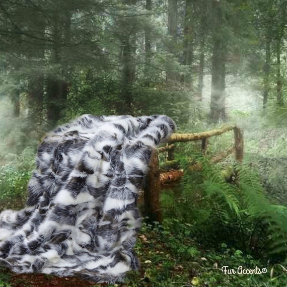 Extraordinary Faux Fur Throw Blanket,Soft Gray Tibetan Fox,Bedspread,Comforter,Luxury Fur,Minky Cuddle Fur Lining,Fur Accents,USA