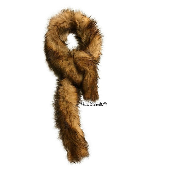 Exotic Faux Fur Scarf - Luxurious Plush Designer Fashion Fur - Thick Red Brown Wolf - Shag Boa - Fur Scarves by Fur Accents USA