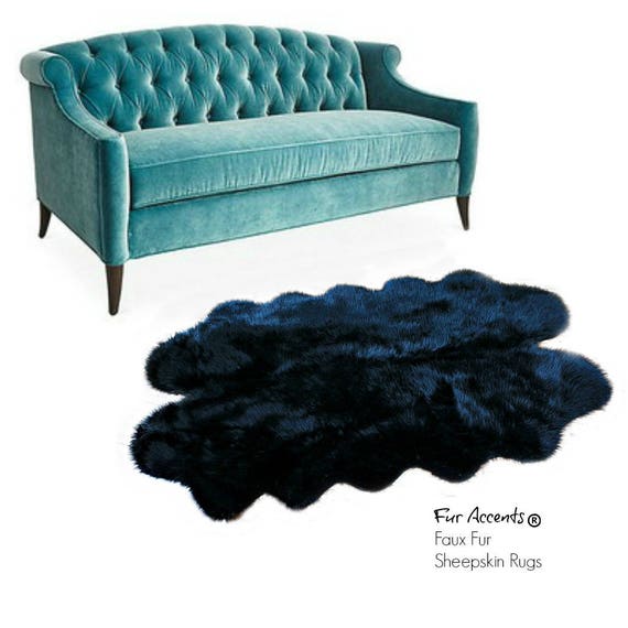 Plush Faux Fur Area Rug - Quatro Sheepskin - Multi Pelt Shape Designer Throw - 6 Colors -Art Rug by Fur Accents - USA