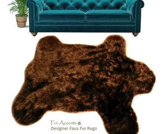 クマの皮の敷物、実物大、リアルなフェイクファー、茶色のグリズリー