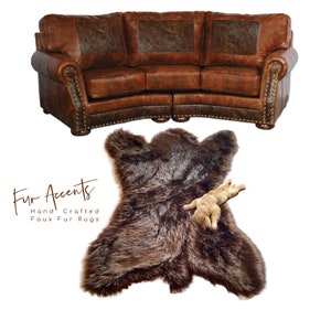 Sierra Bear Skin Rug. Realistic. Faux Fur. Area Rug. Lodge Cabin. Throw Rug. Old Fashion. Shag. Faux Sheepskin, Thick Shag Accent Rug