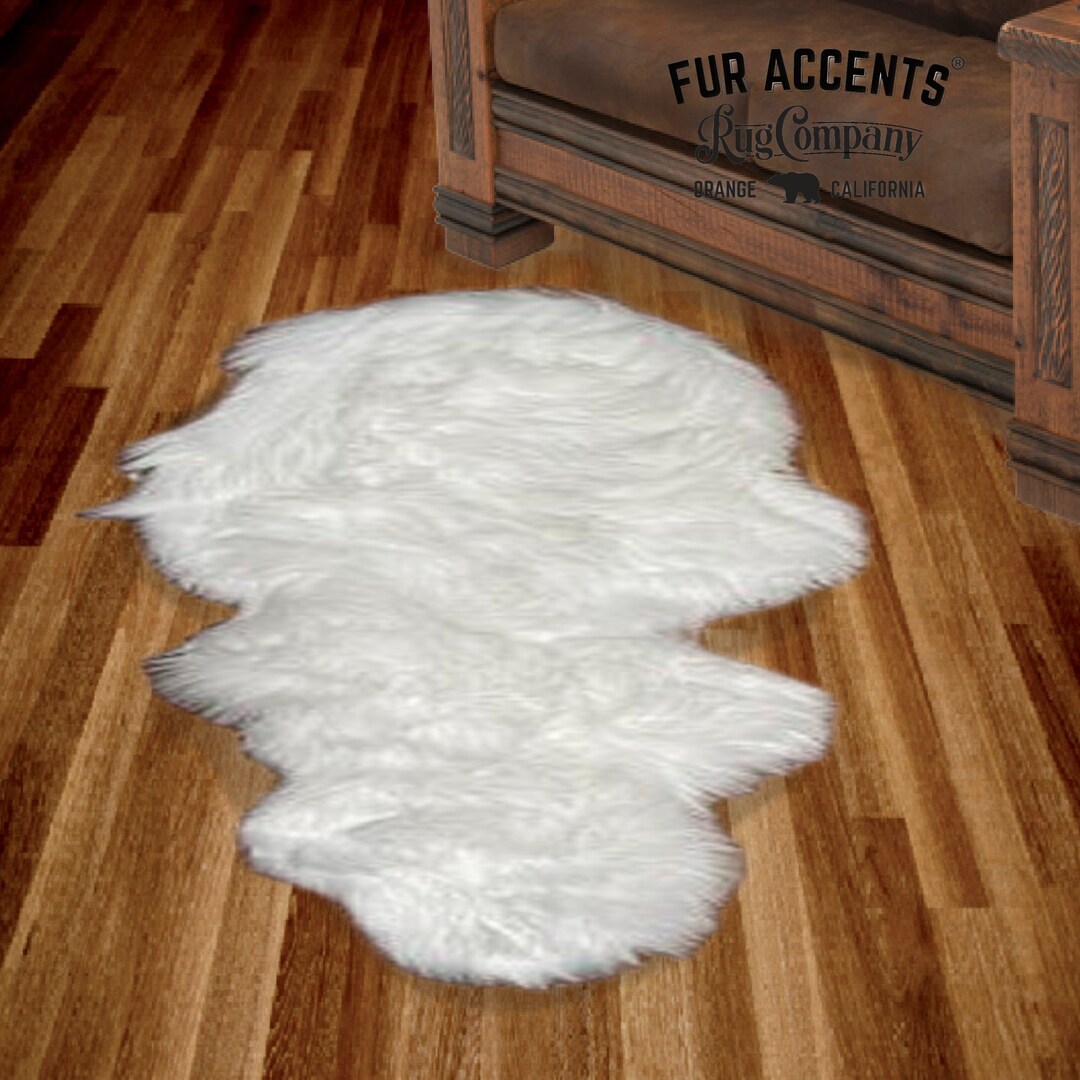 Fur Rug Shape Plush Faux Fur Accent Rug - Shaggy Thick Pelt Design Shape - Throw - 6 ...