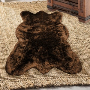 Chubby Bear Skin Rug. Soft Plush Faux Fur. Area Rug. Traditional, Modern, Throw Rug. Western Rustic. Log Cabin, Lodge, Cottage Décor. Shag.