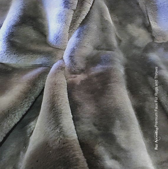 Black White Gray Super Soft Bunny Rabbit Bedspread Charcoal Shag Fur Accents USA Plush Faux Fur Throw Blanket Off White Luxury Fur