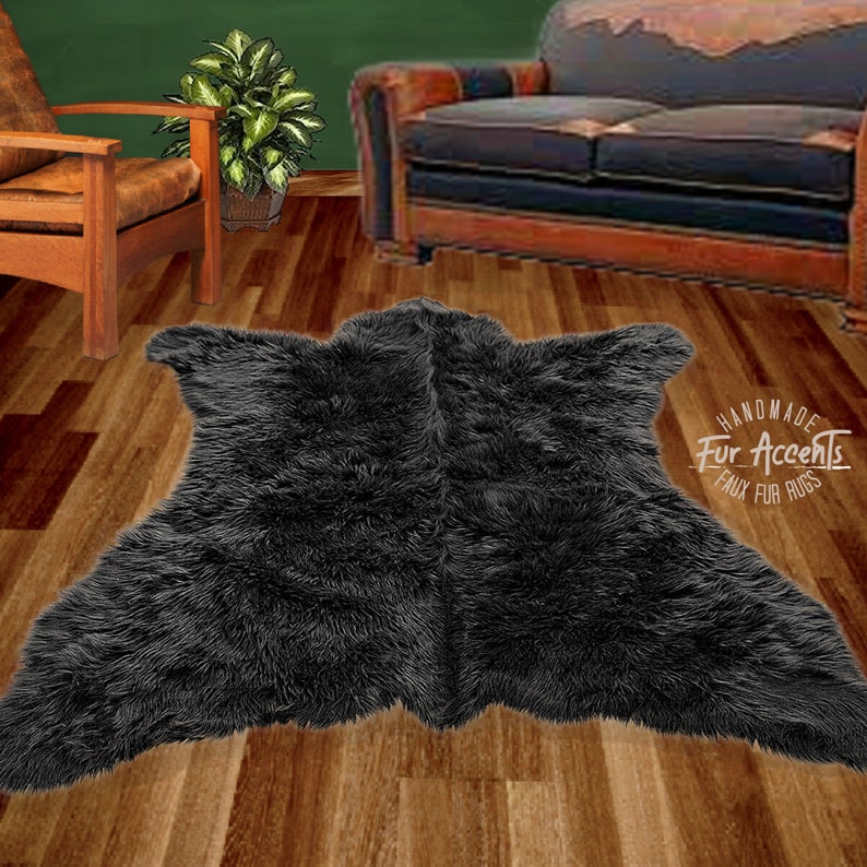 Faux Fur Bear Skin Rug, Rustic Lodge Cabin Decor - Etsy