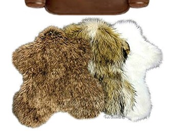 English  Sheepskin Rug - Faux Fur Rug - Pelt Shape - Designer Throw Rug - Fur Accents - Hand Made in the USA