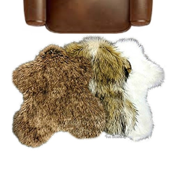 English  Sheepskin Rug - Faux Fur Rug - Pelt Shape - Designer Throw Rug - Fur Accents - Hand Made in the USA