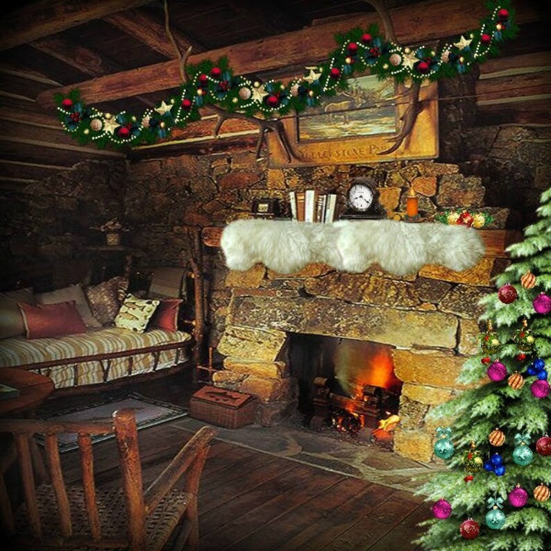 Faux Fur Fireplace Mantle Scarf Shaggy Faux Sheepskin Etsy