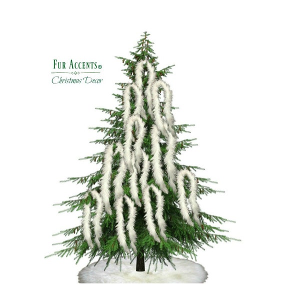 Faux Fur Christmas Tree Garland - Shaggy Faux Snow Sheepskin - strand - ornament - decoration - White - Off White by Fur Accents - USA
